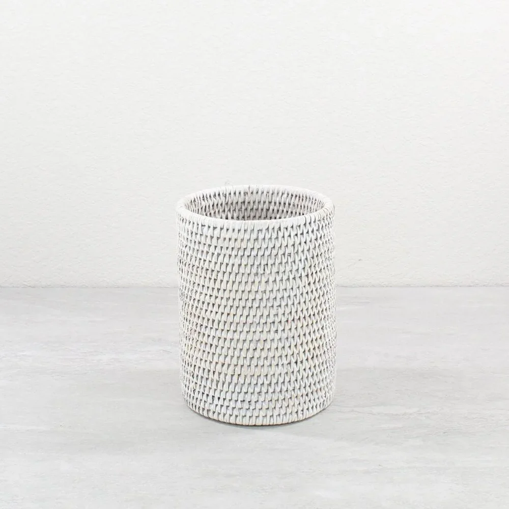NEW Eco Handcraft Rattan Wine Bottle Holder-Handwoven-Whitewash